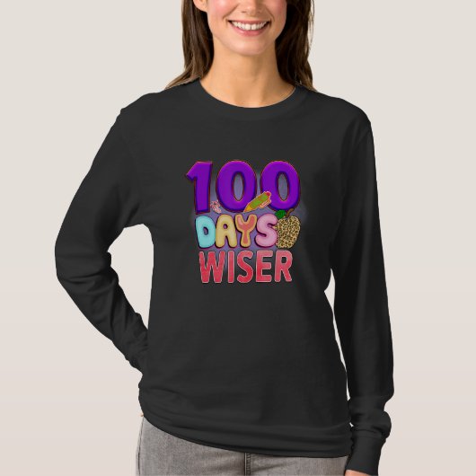 100 Days Wiser  Student Teacher T-shirt (Voorkant)