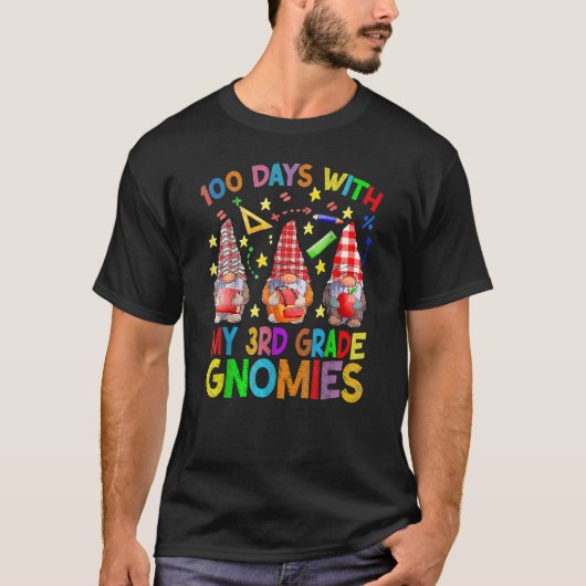 100 Days With My 3rd Grade Gnomes Virtual Teachers T-shirt (Voorkant)