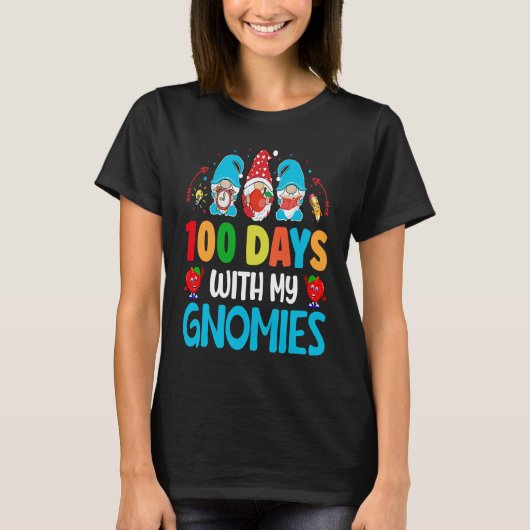 100 Days With My Gnomies 100 Days Of School Studen T-shirt (Voorkant)