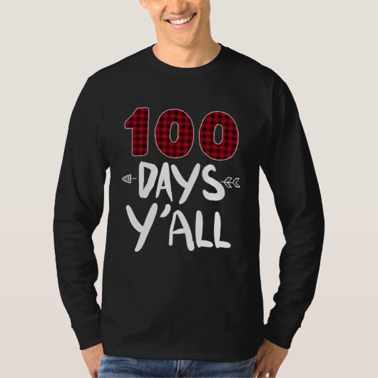 100 Days Y all 100th Day Of School Plaid Teacher A T-shirt (Voorkant)