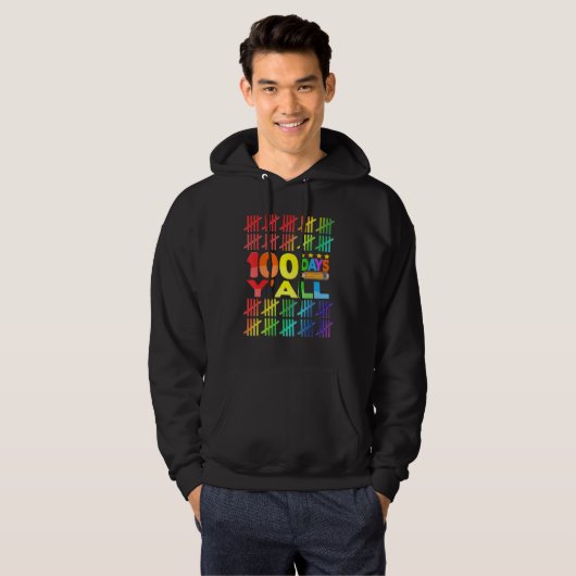 100 Days Y'all Teacher Kids Teen Happy 100th Day O Hoodie (Voorkant volledig)