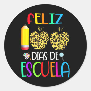 100 Dias de Escuela T-shirt Spaans 100 dagen schoo Ronde Sticker