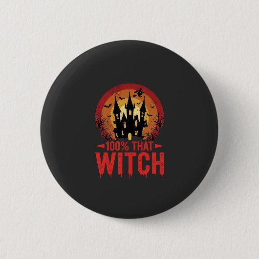 100% Die Heks Halloween Kasteel Ronde Button 5,7 Cm (Voorkant)