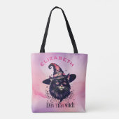100% DIE HEKS - Zwarte kat met heksen Pet Tote Bag (Achterkant)