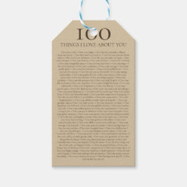 100 Dingen die ik van jou hou Aanpasbare Cadeau Cadeaulabel