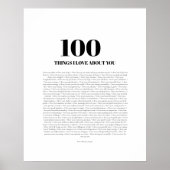 100 Dingen die ik van jou hou Aanpasbare cadeau  Poster (Voorkant)