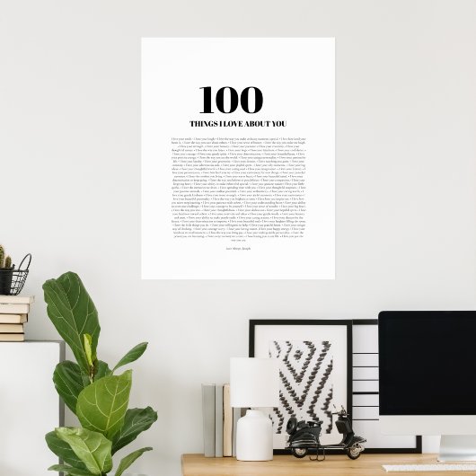100 Dingen die ik van jou hou Aanpasbare cadeau  Poster (Thuiskantoor)