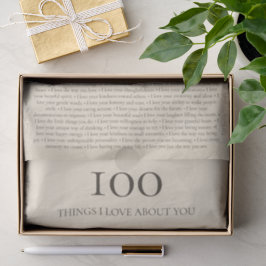 100 Dingen die ik van jou hou Aanpasbare cadeau Tissuepapier