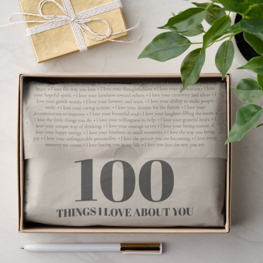 100 Dingen die ik van jou hou Aanpasbare Cadeau Tissuepapier (Geschenk)
