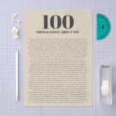 100 Dingen die ik van jou hou Aanpasbare Cadeau Tissuepapier (Craft)