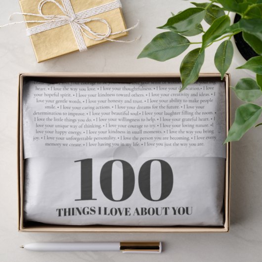 100 Dingen die ik van jou hou Aanpasbare Cadeau Tissuepapier (Geschenk)