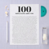 100 Dingen die ik van jou hou Aanpasbare Cadeau Tissuepapier (Craft)