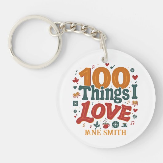 100 dingen waar ik van hou" Design - Uniek & geper Sleutelhanger (Voorkant)