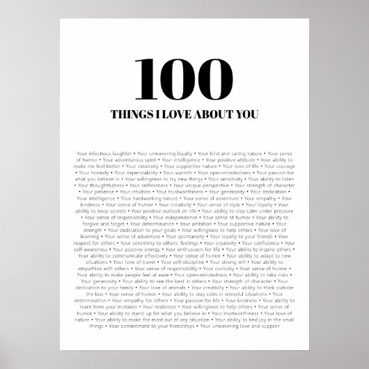 100 dingen waar ik van hou over je moderne minimal poster (Voorkant)