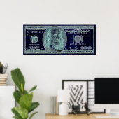 100 dollar, 2 kunstteken, BW Poster (Thuiskantoor)