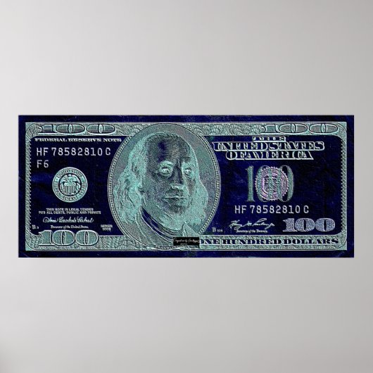 100 dollar, 2 kunstteken, BW Poster (Voorkant)