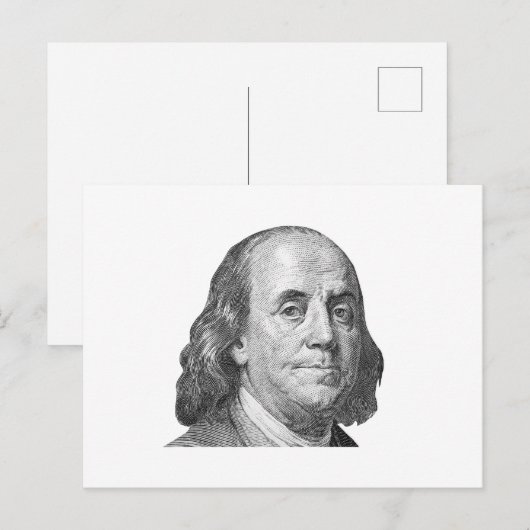 100 dollar, Benjamin Franklin Briefkaart (Voorkant / Achterkant)