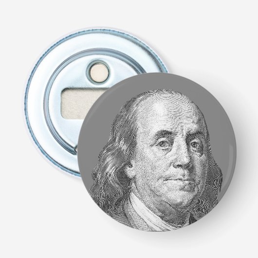 100 dollar, Benjamin Franklin Button Flesopener (Voorkant)