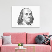 100 dollar, Benjamin Franklin Canvas Afdruk (Insitu (Woonkamer))