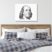 100 dollar, Benjamin Franklin Canvas Afdruk (Insitu (Slaapkamer))