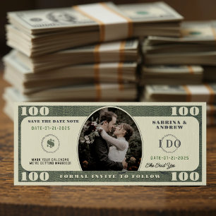 100 Dollar Bill Fotobruiloft Save The Date