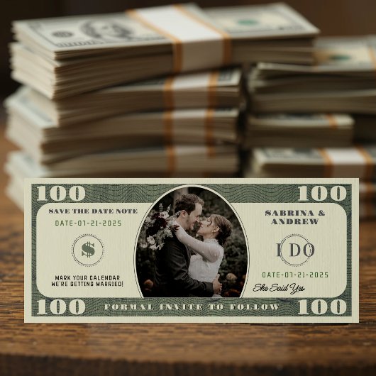 100 Dollar Bill Fotobruiloft Save The Date