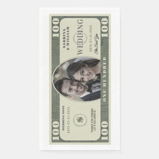 100 Dollar Bill Fotobruiloft Servet (Voorkant)