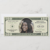100 Dollar Bill Photo Graduation Aankondiging (Voorkant)