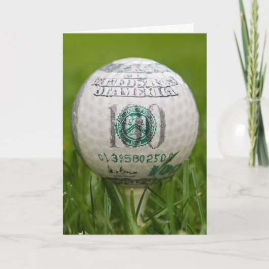 100 dollar Birthday Golfbal Kaart (Voorkant)