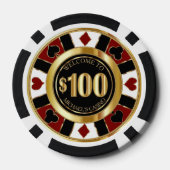 $100 Dollar Casino Poker Chip Las Vegas-Red / Goud (Achterkant)