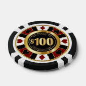 $100 Dollar Casino Poker Chip Las Vegas-Red / Goud (Enkel)