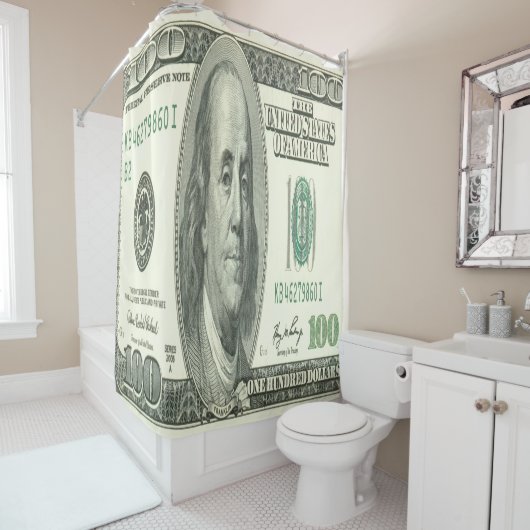 100 dollar dollar schotelgordijn douchegordijn (In situ)