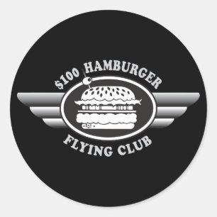 100 dollar hamburger - Flying Club Ronde Sticker