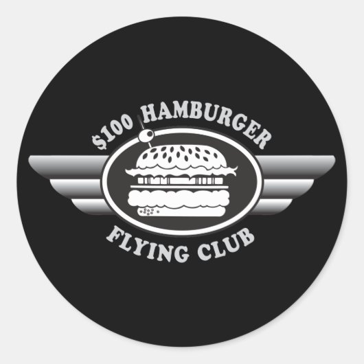 100 dollar hamburger - Flying Club Ronde Sticker (Voorkant)