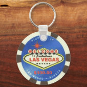$100 Dollar Poker Chip Blue Las Vegas Sleutelhange Sleutelhanger (Voorkant)
