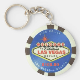 $100 Dollar Poker Chip Blue Las Vegas Sleutelhange Sleutelhanger