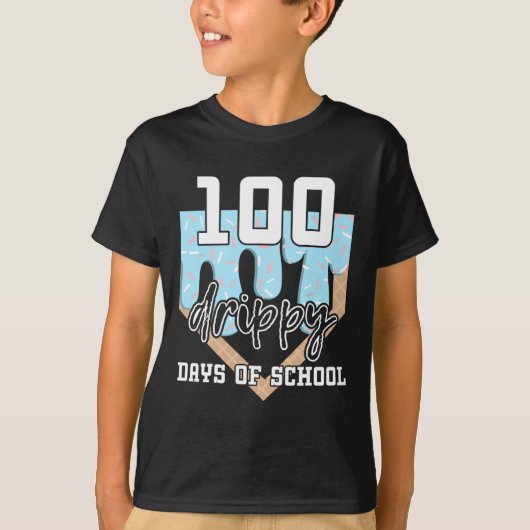 100 Drippy-dagen op school verkopen ijs 100e dag T-shirt (Voorkant)