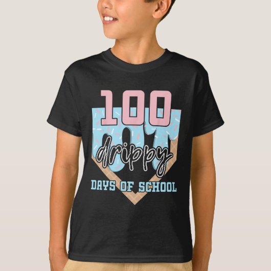 100 Drippy-dagen op school verkopen ijs 100e dag T-shirt (Voorkant)