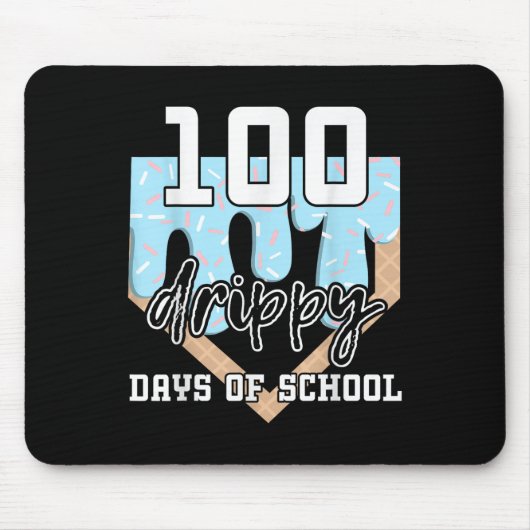 100 Drippy Days of School Baseball Ice Cream 100th Muismat (Voorkant)