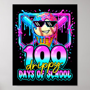 100 Druppelige Dagen Van School Honkbal Ijs 100ste Poster