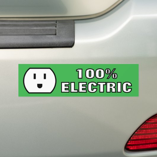 100% elektrische Happy Power Plug Socket Car Bumpersticker (Op auto)