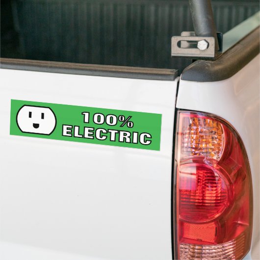 100% elektrische Happy Power Plug Socket Car Bumpersticker (Op Truck)