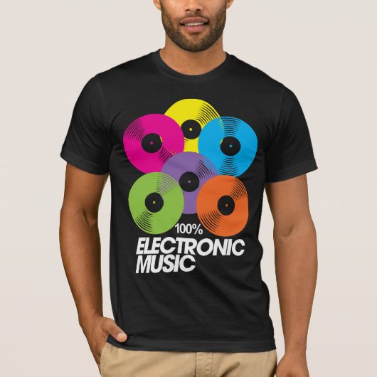 100% elektronische muziek (donker) t-shirt (Voorkant)