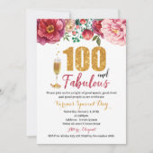 100 en de uitnodiging van Fabulous Birthday voor v (Voorkant)