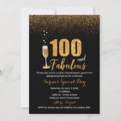 100 en de uitnodiging van Fabulous Birthday voor v (Voorkant)