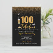 100 en de uitnodiging van Fabulous Birthday voor v (Staand voorkant)