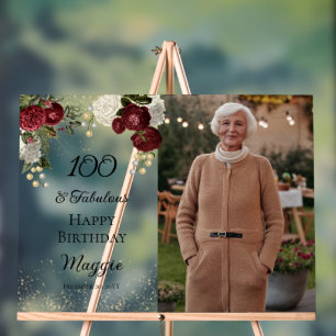 100 en Fabulous Glam Roos Bloemen Verjaardagsfeest Acryl Bord