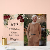 100 en Fabulous Glam Roos Bloemen Verjaardagsfeest Acryl Bord (Huwelijk)