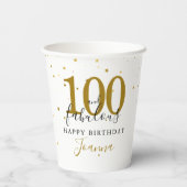 100 en Fabulous Goud Zwart Verjaardagsfeest Papieren Bekers (Achterkant)