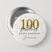 100 en Fabulous Goud Zwart Verjaardagsfeest Ronde Button 7,6 Cm (Voorkant /achterkant)